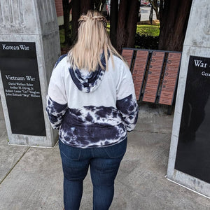 Navy Tie Dye and Ivory Distressed The Rebecca Sporty Piko Hoodie
